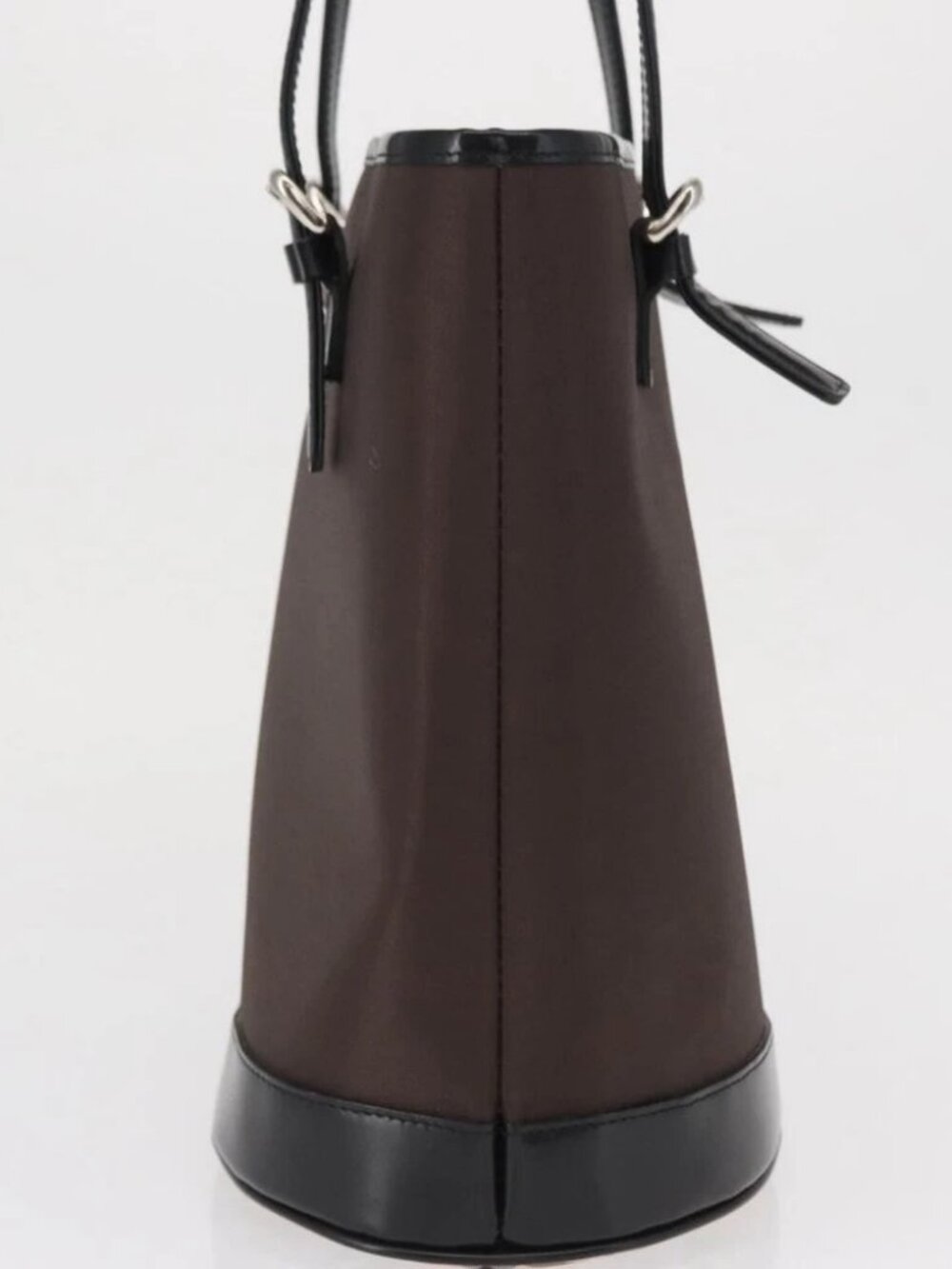 Burberrys Blue Label Tote Bag Nylon Brown Silver Auth - Picture 5 of 15